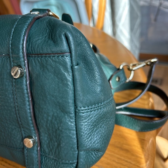 Michael Kors Large Bedford Buckle Bowling Satchel - Forest Green Pebble Leather - Picture 6 of 10